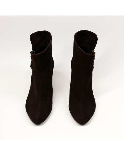 Ботильоны из велюра цвета шоколад  Арт. 52-5/54Ок