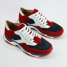 Кросівки з червоної замші з синіми та білими вставками Арт. Om-1(Крос3)