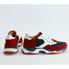 Кросівки з червоної замші з синіми та білими вставками Арт. Om-1(Крос3)