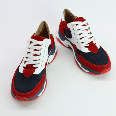 Кросівки з червоної замші з синіми та білими вставками Арт. Om-1(Крос3)