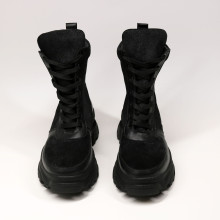 Ботинки со шнуровкой из замши и кожи черного цвета Арт. As-1/247