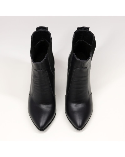 Ботинки из кожи цвета баклажан на каблуке Арт. 35-14/32