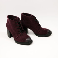 Ботильоны из замши цвета баклажан с эффектом потертости  Арт. 605-8Alf3