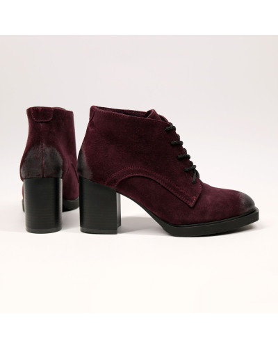 Ботильоны из замши цвета баклажан с эффектом потертости  Арт. 605-8Alf3