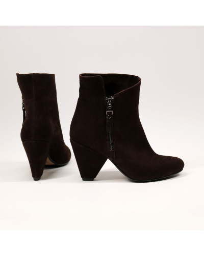 Ботильоны из велюра цвета шоколад  Арт. 52-5/54Ок