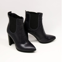 Ботинки из кожи цвета баклажан на каблуке Арт. 35-14/32