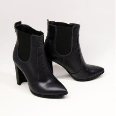 Ботинки из кожи цвета баклажан на каблуке Арт. 35-14/32