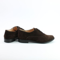 Туфли на низком ходу из замши шоколадного цвета  Арт. 05-6(Mar4)