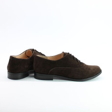 Туфли на низком ходу из замши шоколадного цвета  Арт. 05-6(Mar4)