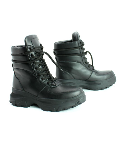 Ботинки со шнуровкой из черной кожи Арт. As-2/247