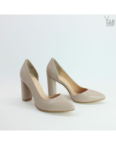 Туфлі-човники з бежевої шкіри Арт. 35-5/24Ок