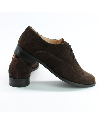 Туфли на низком ходу из замши шоколадного цвета  Арт. 05-6(Mar4)