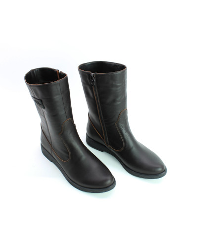 Полусапоги из кожи цвета шоколад  Арт. 12-3Z(М8)