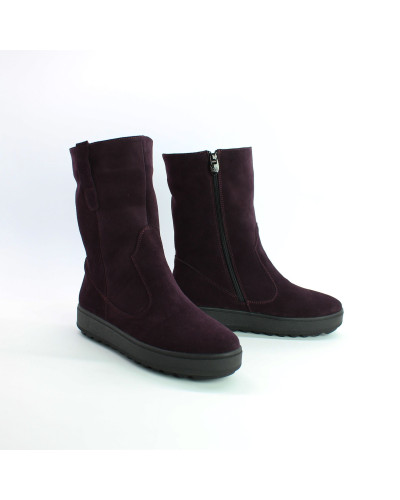 Полусапоги со змейкой из замши цвета баклажан Арт. 12-2Z(Ls6)