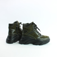 Ботинки со шнуровкой из замши и кожи цвета хаки  Арт. As-5/21968
