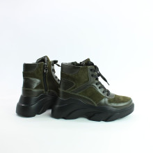 Ботинки со шнуровкой из замши и кожи цвета хаки  Арт. As-5/21968