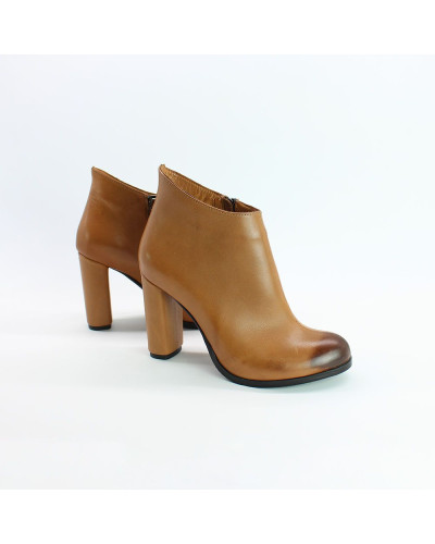 Ботильоны из кожи рыжего цвета с эффектом старения  Арт. 95-14/24Ок