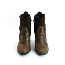 Ботинки на устойчивом каблуке коричневого цвета с принтовыми вставками Арт. 805-1Ок