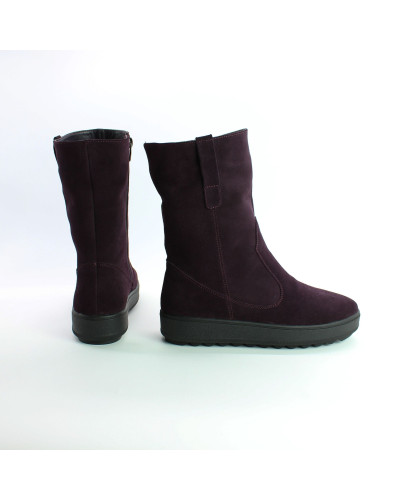 Полусапоги со змейкой из замши цвета баклажан Арт. 12-2Z(Ls6)