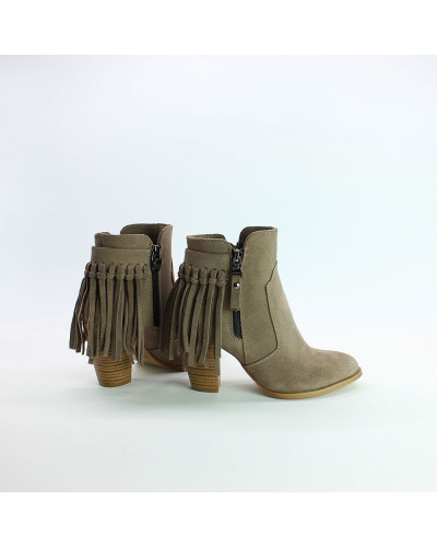 Ботильоны с бахромой из замши цвета капучино Арт. 805-3/24ст