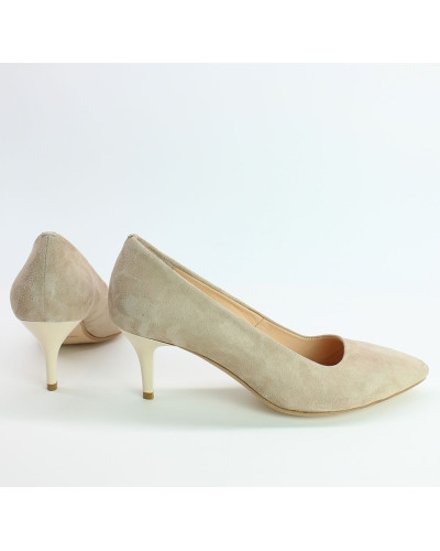 Туфлі-човники з бежевого велюру Арт. 657-1/36