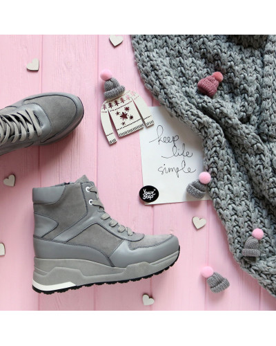 Ботинки светло-серого цвета со вставками Арт. As-5/21881