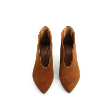 Ботильоны с глубоким вырезом из рыжей замши на шпильке Арт. 657-6/36