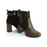 Ботинки на устойчивом каблуке коричневого цвета с принтовыми вставками Арт. 805-1Ок