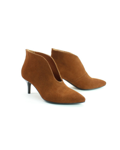 Ботильоны с глубоким вырезом из рыжей замши на шпильке Арт. 657-6/36