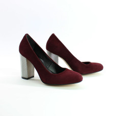 Туфли из замши бордового цвета на серебряном каблуке Арт. 95-1/42Serebro