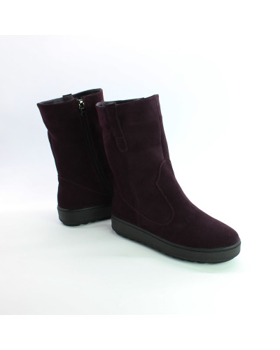 Полусапоги со змейкой из замши цвета баклажан Арт. 12-2Z(Ls6)