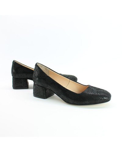 Туфли из черного нубука с принтом под питон  Арт. 456-1/53Ок