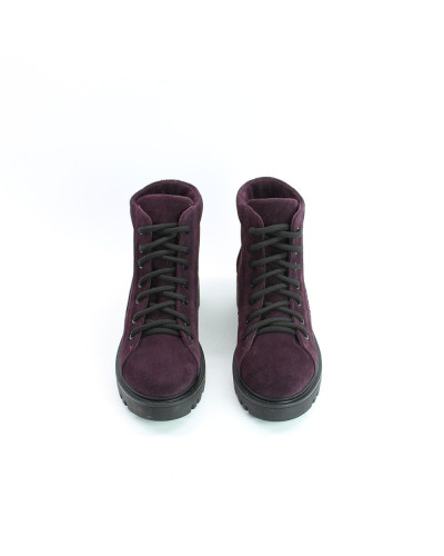 Ботинки со шнуровкой из замши цвета баклажан Арт. 51-3/21855