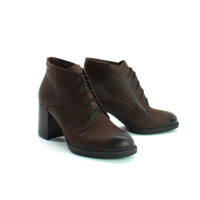 Ботильоны из кожи цвета шоколад с эффектом потертости  Арт. 605-8Alf3