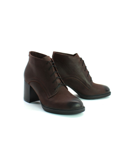 Ботильоны из кожи цвета шоколад с эффектом потертости  Арт. 605-8Alf3