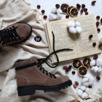 Ботинки со шнуровкой из замши цвета капучино Арт. 51-3/21855