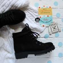 Ботинки со шнуровкой из черного нубука Арт. 51-3/21855