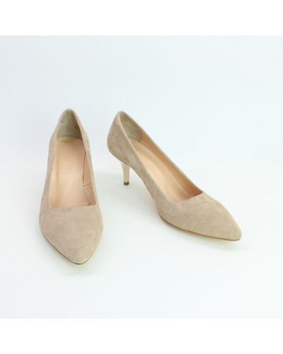 Туфлі-човники з бежевого велюру Арт. 657-1/36