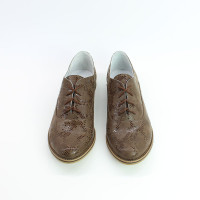 Туфли из нубука цвета шоколад с принтом под питон Арт. 05-6