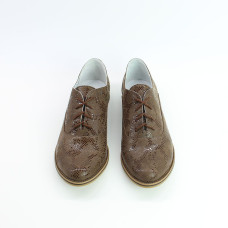 Туфли из нубука цвета шоколад с принтом под питон Арт. 05-6