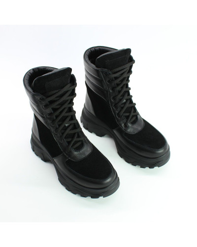 Ботинки со шнуровкой черного цвета со вставками Арт. As-2/247