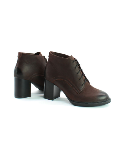 Ботильоны из кожи цвета шоколад с эффектом потертости  Арт. 605-8Alf3