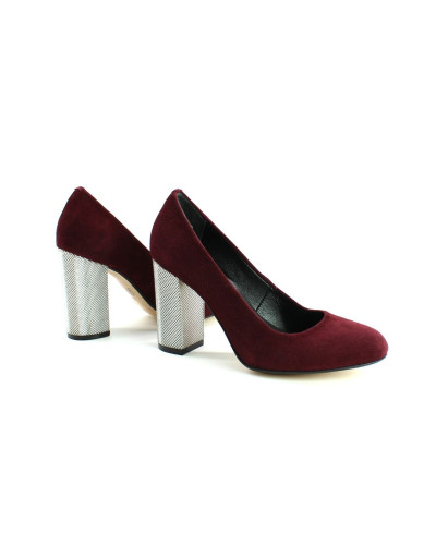 Туфли из замши бордового цвета на серебряном каблуке Арт. 95-1/42Serebro