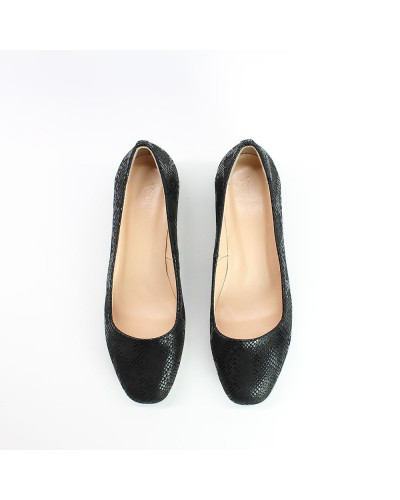 Туфли из черного нубука с принтом под питон  Арт. 456-1/53Ок