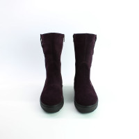 Полусапоги со змейкой из замши цвета баклажан Арт. 12-2Z(Ls6)