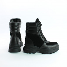 Ботинки со шнуровкой черного цвета со вставками Арт. As-2/247