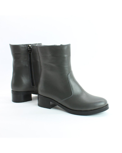 Полусапоги на каблуке из натуральной кожи цвета графит Арт. 30-4V