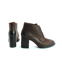 Ботильоны из кожи цвета шоколад с эффектом потертости  Арт. 605-8Alf3