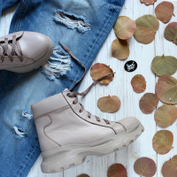 Ботинки со шнуровкой из кожи темно-бежевого цвета  Арт. As-4/247