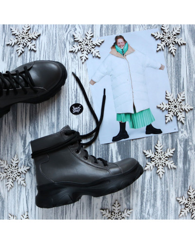 Ботинки со шнуровкой из кожи цвета графит  Арт. As-4/247